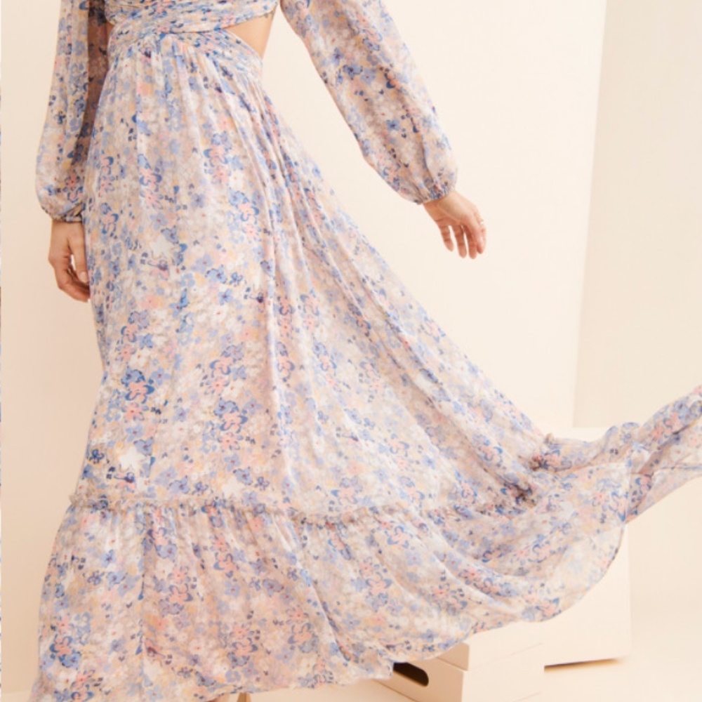 Astr The Label Kammy Floral Cutout Maxi Dress Blue Pink - Picture 5 of 6